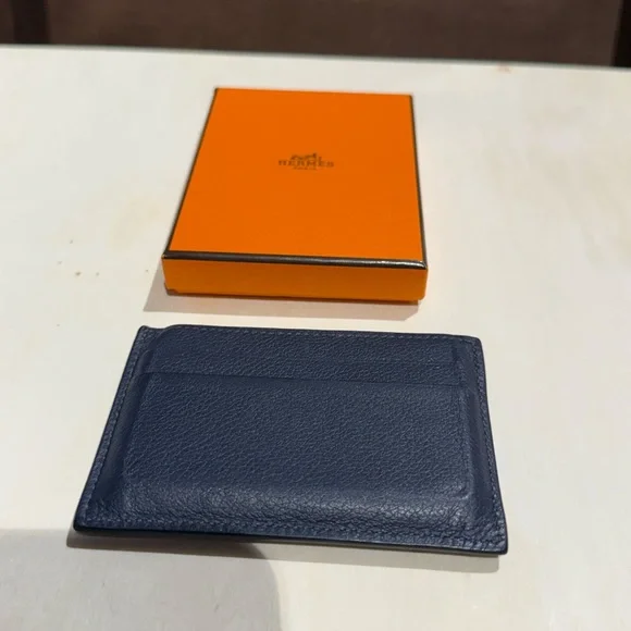 Hermes Citizen Twill Card Holder Blue evercolor calfskin gently used - Picture 4 of 6